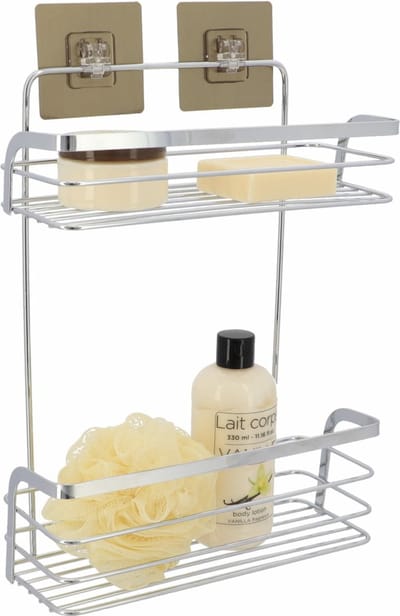 Tendance Doucherekje zonder boren - zilverkleurig - 2-laags - 26 x 39 cm - RVS - zelfklevend