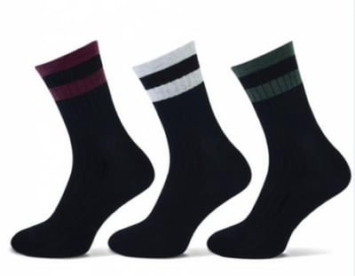 3 paar sportieve damessokken - Rib - Strepen - Bordeaux/grijs/Groen - Maat One Size (36-42)