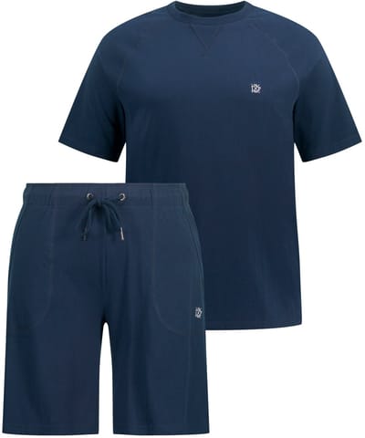 JP 1880 - Heren - pyjama T-shirt shorts t/m 8XL - Mat nachtblauw - Maat 3XL