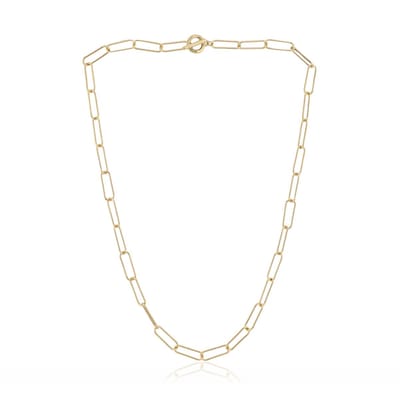Cavill - Vergulde 925 Sterling Zilver Ketting - Rechthoekige Schakelketting - 45,5 cm - Handgemaakt - Modern & Elegant - Stijlvolle Ketting Dames