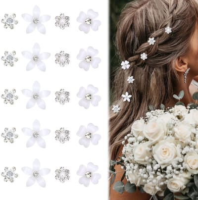 Dailygoods- Haarspelden 20 Stuks - Mini Bloemen/Haarspelden - Bruiloft/Haaraccessoires - Strass/Haarspelden - Duurzaam/Materiaal - Uniek Ontwerp - Haarklemmen