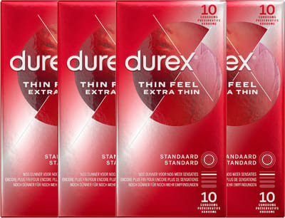 Durex - Condooms - Thin Feel - Extra Thin - 4x 10 stuks - Voordeelverpakking