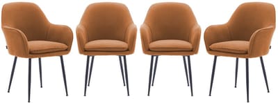 sweeek - Set van 4 stoelen in corduroy met matzwarte metalen poten, l 57 x d 59 x h 84,5