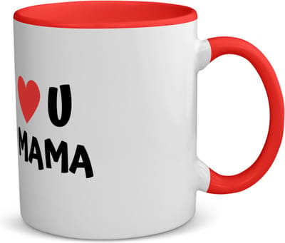 Akyol - i love u mama koffiemok - theemok - rood - Moeder - de liefste mama - moeder cadeautjes - moederdag - verjaardag - geschenk - kado - 350 ML inhoud