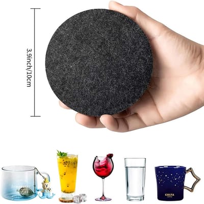 Peysaitr - Vilten onderzetters - Rond - Hittebestendig & Antislip - Tafelbescherming - Donkergrijs - Ø10cm - 5mm dik - 10 stuks