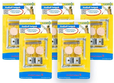 Haakse Leuning Connector - Traprailbout Hoekbevestiger - Leuningen Monteren - Gepatenteerd Tandwiel Design - 5 Dubbele Verpakkingen - Geel