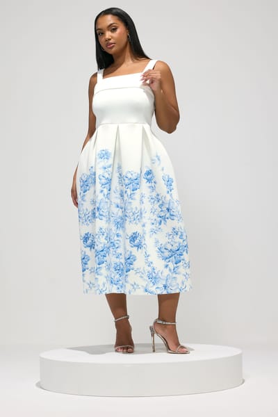 Yours London Witte Midiskaterjurk Met Bloemenprint Size 44