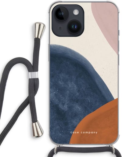 Case Company® - Hoesje met koord geschikt voor iPhone 14 hoesje met Koord - Geo #1 - Telefoonhoesje met Zwart Koord - Bescherming aan alle Kanten en Over de Schermrand