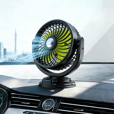 SnelShoppen - Autoventilator 12 V - 360 Graden Draaibaar - Auto Koelventilator voor Dashboard en Tafel - Compacte Ventilator met Sigarettenaansteker e