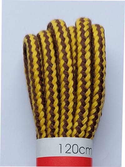 Ronilux Veter - Bruin/Geel - Meerkleurig - Rond - Koord Veters - Lengte 120 cm - Dikte 4 mm - Bergschoen - Wandelschoen - Schoenveter