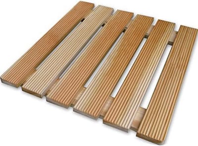 Doucheplank Larikshout - Badkamer Accessoire - Douchebak Gebruik - Antislip Profiel - 49 x 49 cm - Gelakt