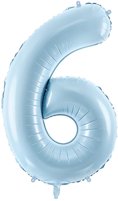Folie ballon cijfer 6 72cm lichtblauw