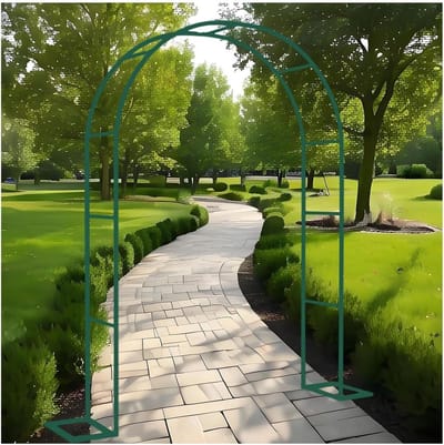 Tuinboog Met Voet - Metalen Rozenboog - Klimplanten Ondersteunen - Roestbestendige Stalen Buis - 120x220x40cm - Groen