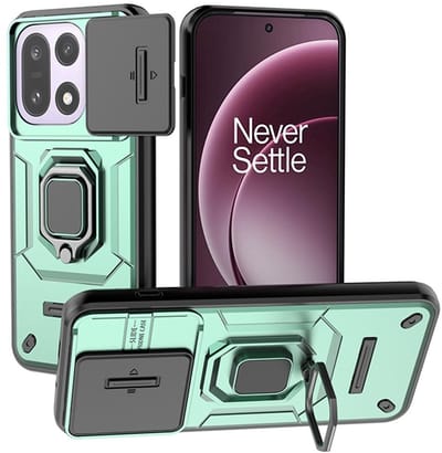 Coverup Hoesje - Geschikt voor OnePlus 15 Hoesje - Coverup Armor Ring Kickstand Back Cover met Camera Shield - Groen