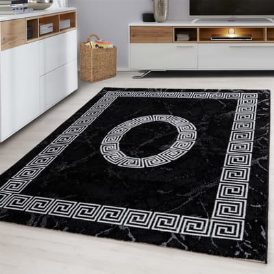 Muratap Plus vloerkleed laagpolig tapijt woonkamer zwart / wit- 80x150 cm