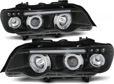 Koplampen dual halo rims BMW X5 E53 09 99-10 03 ANGEL EYES ZWART