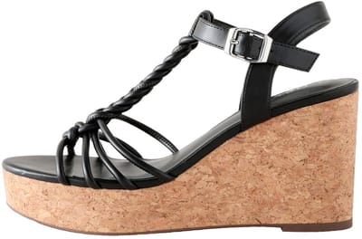 Next - Dames - Forever Comfort® gevlochten sleehakken met bandjes - Zwart