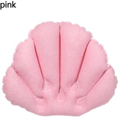 Badaccessoires Kussen met zuignappen 1PC Opblaasbaar bad Soft Spa Neksteun Waaiervormig kussen Kussen Badkuip roze