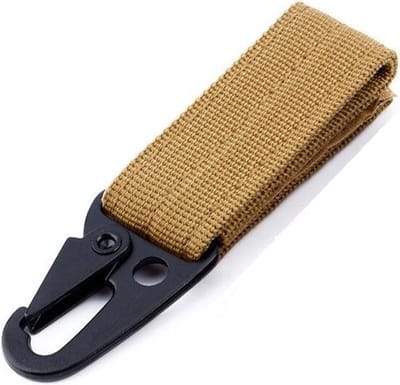 Outdoor karabijnhaak met klittenband bevestiging - army brown