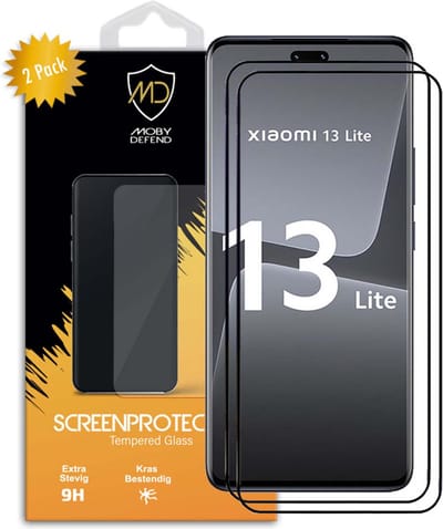 2-Pack MobyDefend Screenprotectors - Geschikt voor Xiaomi 13 Lite - Screensavers Met Zwarte Randen - Gehard Glas