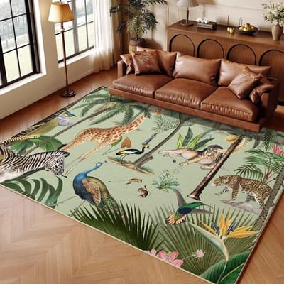 jungle Dier Cartoon Kind Tapijt Vloerkleed voor Huis Woonkamer Slaapkamer Bank Deurmat Decor Speelgebied Vloerkleed Scandinavisch Antislip Vloermat 200*230cm