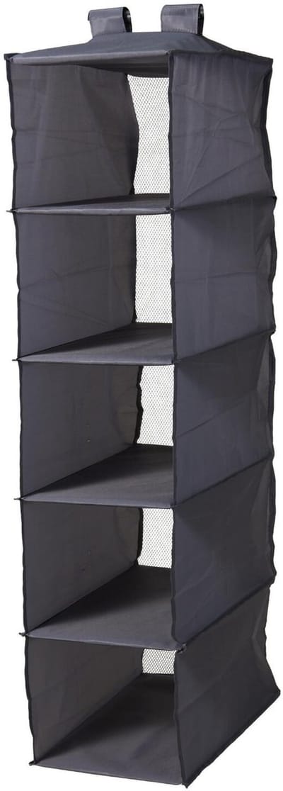 Redcliffs kledingkast organizer - 5 planken - donkergrijs - polyester - opvouwbaar