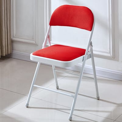 Klapstoel met zacht gaas zitkussen rood stalen frame afmeting 47x45x79 cm draagvermogen 150 kg, ergonomisch zitvlak voorkomt vermoeidheid bij langdurig zitten thuis kantoor en evenementen