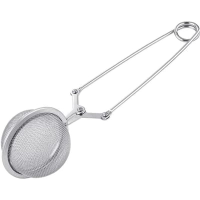 Roestvrijstalen Lepel Thee Ei Infuser Filter Knijp Bladeren Kruid Gaas Zeef Thee Infuser In Gaas Thee Ei Filter met Handvat white