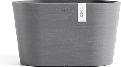 Ecopots Tokyo 30 - Grey - 30 x 17 x H17 cm - Ovalen grijze bloempot met waterreservoir