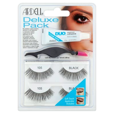 Ardell Eyelash Deluxe Pack 105 Black 2 paar + 2,5 g + 1 st