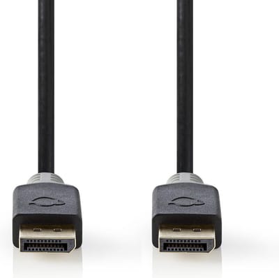 Nedis DisplayPort-Kabel - DisplayPort Male - DisplayPort Male - 8K@60Hz - Verguld - 3.00 m - Rond - PVC - Antraciet / Grijs - Polybag