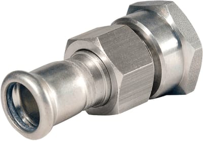 Bonfix Press - RVS 316 - perskoppeling - 3-delige koppeling (RVS wartel -) - 1" x 22 mm - met vlakke dichting - konische  - bi.dr. x Press - KIWA - DVGW - WRAS keur
