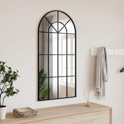 vidaXL - Wandspiegel - boog - 50x100 - cm - ijzer - zwart