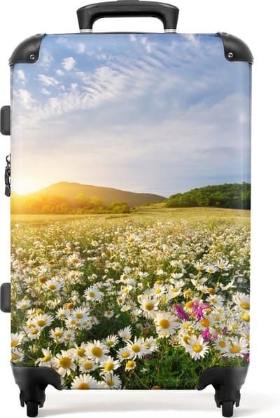 NoBoringSuitcases.com - Grote koffer - Reiskoffer bloemen met 4 wielen - Trolley op wieltjes 72 liter - Rolkoffer groot - Ruimbagage valies 20kg - Valiezen voor volwassenen large - Reisbagage & reisaccessoires - Suitcase medium - Luggage middelmaat