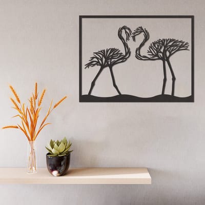 Wanddecoratie Flamingo - Muurdecoratie Flamingo - Muurdecoratie Hout - Wanddecoratie Hout - Muurdecoratie Woonkamer - Wanddecoratie Woonkamer - Wanddecoratie Industrieel - Wanddecoratie Dieren - Home Decor - Wall Line Art - 38.5 x 29 cm