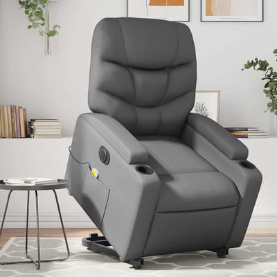 vidaXL - Sta-op-massagestoel - elektrisch - kunstleer - grijs
