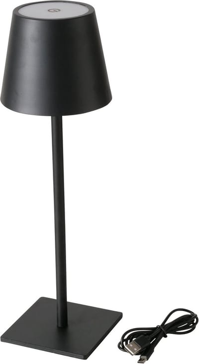 Boltze tafellamp Tendo zwart metaal 35 cm hoog oplaadbaar