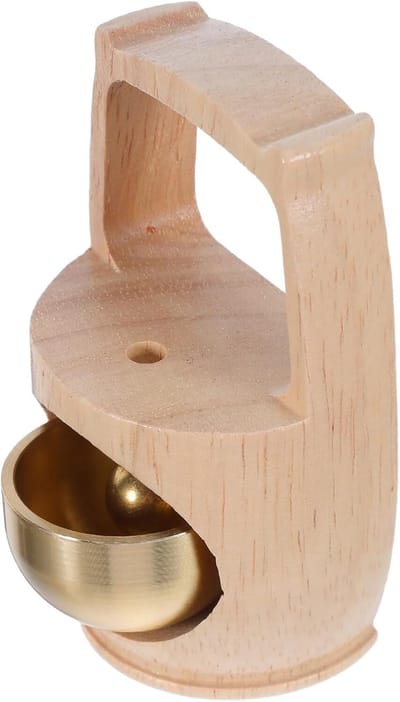 Houten Deurbel - Winkeliersbel Koper - Deur Openen Melden - Magnetische Bevestiging - 8 x 5 x 4.3 cm - Khaki