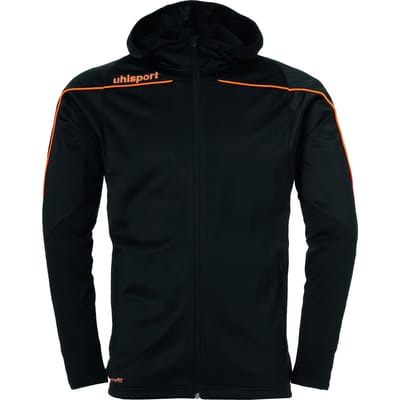 Uhlsport Stream 22 Trainingsjas Met Capuchon Kind Zwart-Fluor Oranje Maat 140