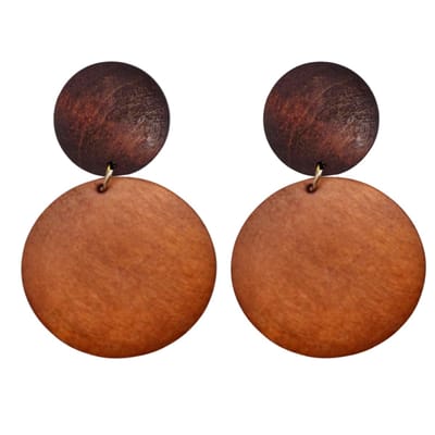 Clip oorbellen -roestbruin/bruin -hout-geen gaatje- Charme Bijoux