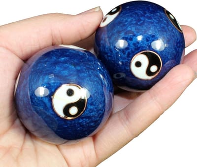 Hand Oefenballen - Meditatie Ballen - Handfunctie Verbeteren - Met Gong Geluid - 4.7 cm - Blauw