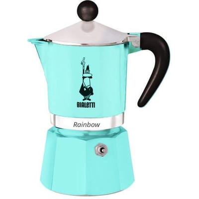 Italiaanse koffiezetter - BIALETTI - Moka Express - Alle warmtebronnen behalve inductie - 6 kopjes - 300 ml - Rainbow Blauw