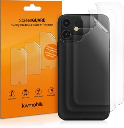 kwmobile 3x beschermfolie geschikt voor Apple iPhone 12 mini - Transparante bescherming voor achterkant smartphone