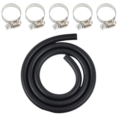 Benzineslang 1 meter 6 mm brandstofslang met 5 slangklemmen voor grasmaaiers en motoren