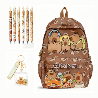 Namajunas - Capibara schooltas 3-delige set - Rugzak meisje - Rugzak jongens - Rugzak kind - 42 x 30 cm - Laptop Rugtas