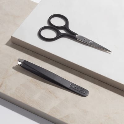 CSN Tweezer Set – Zwarte Ovale Pincet & Wenkbrauwschaartje Veilig trimmen zonder huidbeschadiging Luxe precisie set voor perfecte wenkbrauwen