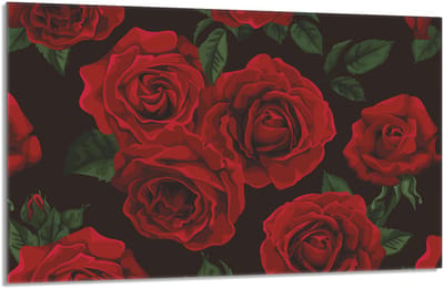 TMK ArtDeko - Glazen Beschermplaat - 80x52 cm - Rozen - Veiligheid - Veelzijdigheid