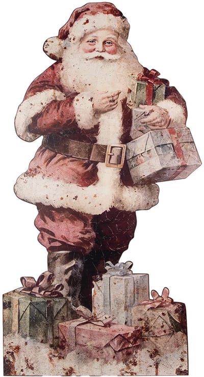 Clayre & Eef Decoratie Beeld Kerstman 50x2x96 cm Rood Metaal