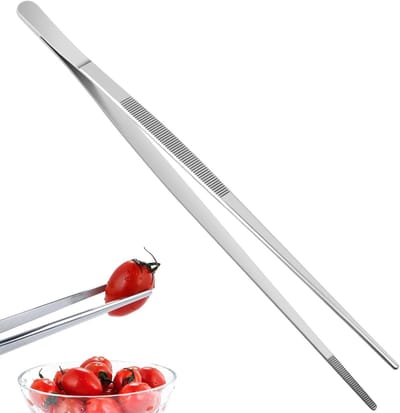 30 cm RVS Keukentangen - Professionele Tangen met Getande Tips voor Grillen, Roosteren en Serveren - Precisie Tangen voor Thuis, Barbecue en Restaurantgebruik