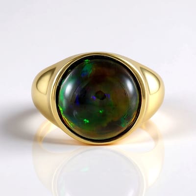 Cavill - Zilveren ring met vergulde 925 sterling zilver - Mezezo Ethiopische opaal 3,319 ct - Ronde cabochon statement ring elegant tijdloos
